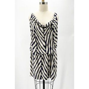 DIANE von FURSTENBERG TADD TWO HERRINGBONE MIDNIGHT SILK MINI DRESS~10~NEW!